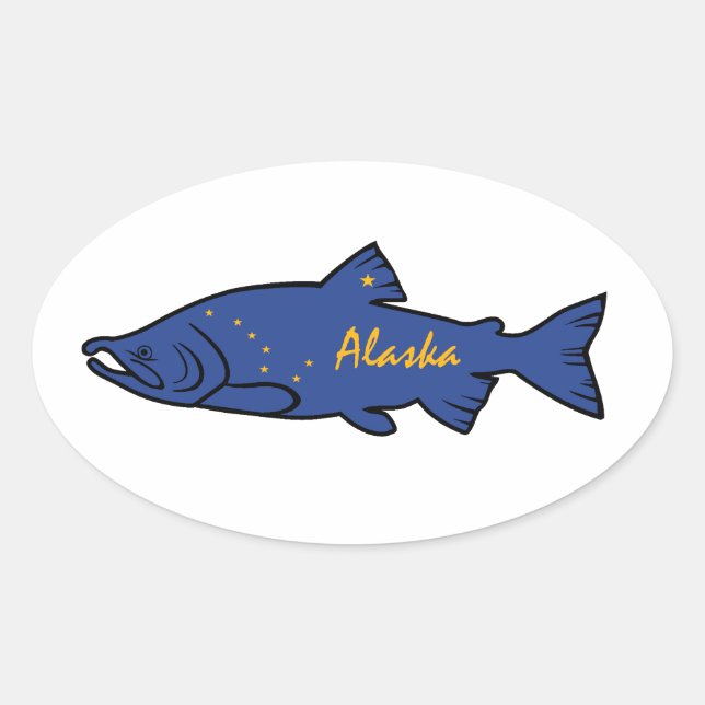 Adesivo Oval Fish Alaska Salmon (Frente)