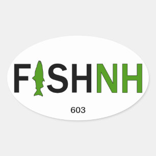 Adesivo Oval FISHNH New Hampshire Fisheries Sticker - 603