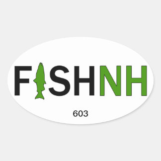 Adesivo Oval FISHNH New Hampshire Fisheries Sticker - 603