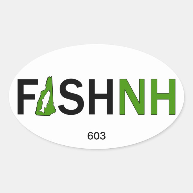 Adesivo Oval FISHNH New Hampshire Fisheries Sticker - 603 (Frente)
