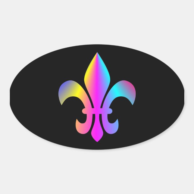 Adesivo Oval Fleur de Lis Colorida (Frente)