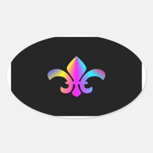 Adesivo Oval Fleur de Lis Colorida