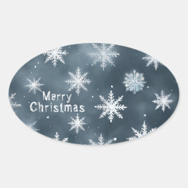 Adesivo Oval Flocos de neve de Natal, personalizados