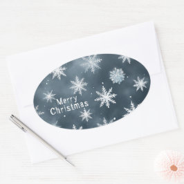 Adesivo Oval Flocos de neve de Natal, personalizados