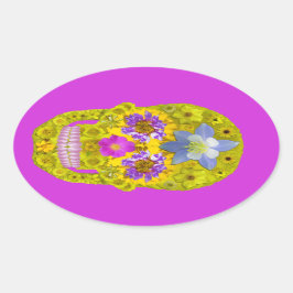 Adesivo Oval Flor - Crânio 3
