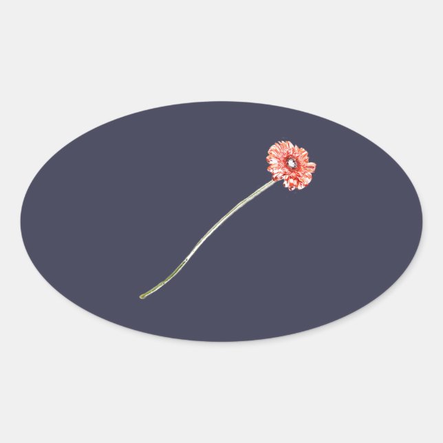Adesivo Oval Flor de Gerbera Vermelho Pálido (Frente)