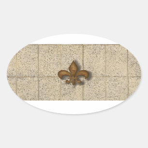 Adesivo Oval Flor de lis na pedra