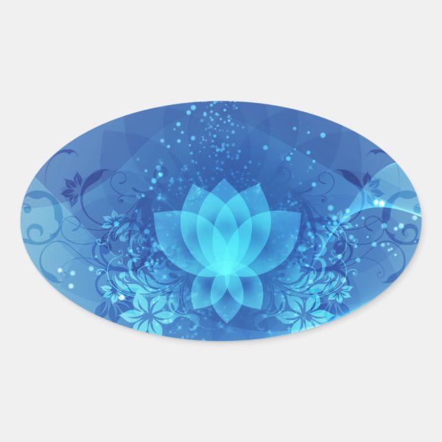 Adesivo Oval Flor de Lotus Azul (Frente)