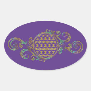 Adesivo Oval Flor De Vida - Ornamentos Espirais 1