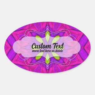 Adesivo Oval Flor Geométrica Rosa e Roxo Vibrante e Ousada