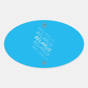 Adesivo Oval Flor Nacional do Corno da Bielorrússia