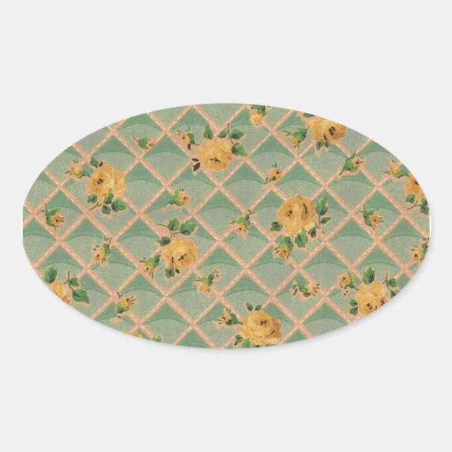 Adesivo Oval Flor Trellis Rosebud Sticker (Frente)