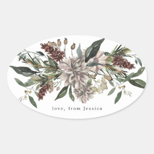 Adesivo Oval Floral Natal Quadro-negro Feriado