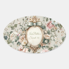 Adesivo Oval Floral Oval Stickers for Invitations & Favors