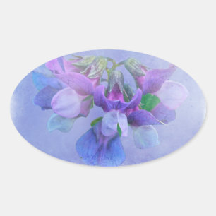 Adesivo Oval Flores de Praia de Ervilha