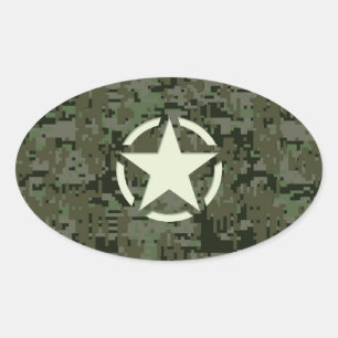 Adesivo Oval Floresta de Digitas do estêncil da estrela
