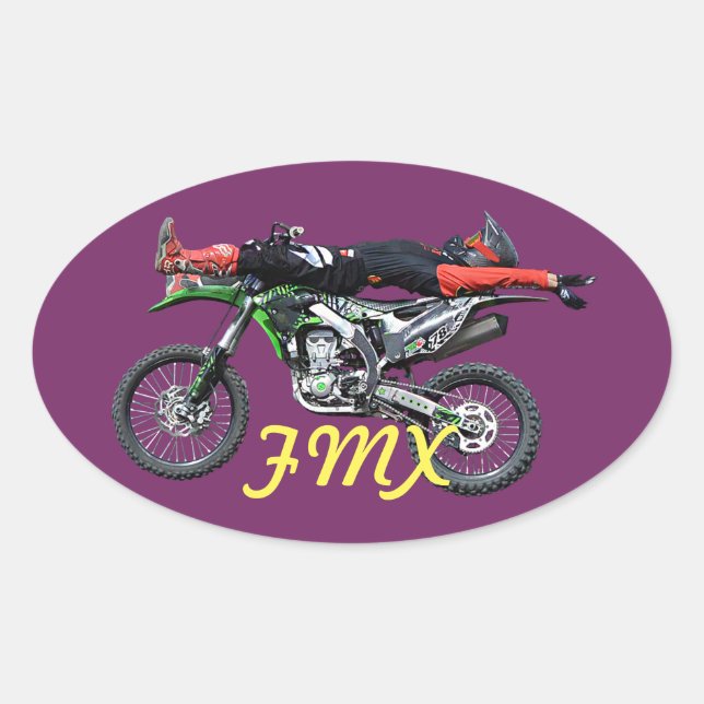 Adesivo Oval FMX - Freestyle Aerial Motocross Stunt III (Frente)