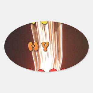 Adesivo Oval Fogo no meu coração fogos de artifício brilhantes