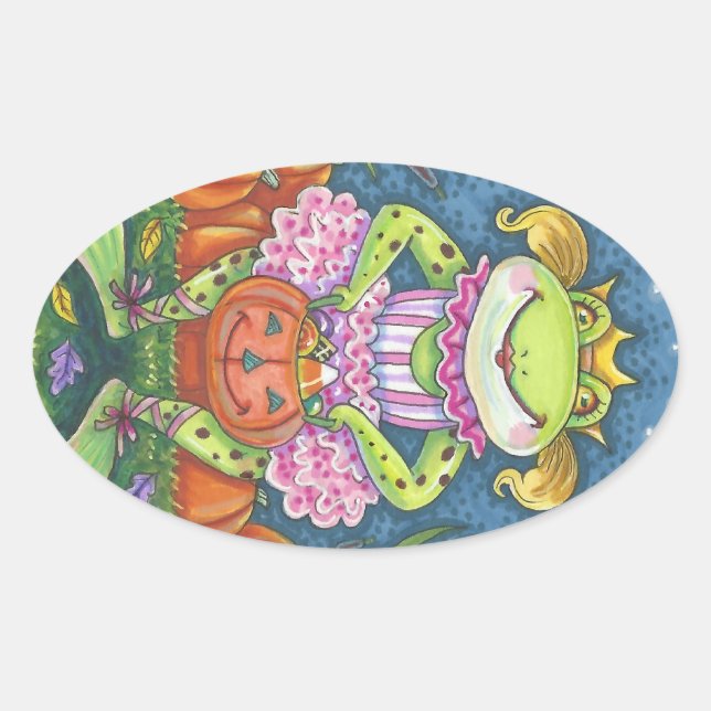 Adesivo Oval FOLHA DE SAPOS DE HALLOWEEN HALLOWEEN Oval (Frente)