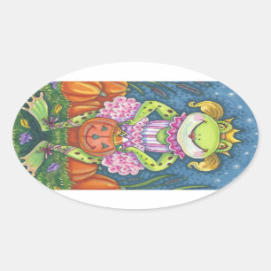 Adesivo Oval FOLHA DE SAPOS DE HALLOWEEN HALLOWEEN Oval