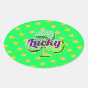 Adesivo Oval Folha de trevo verde