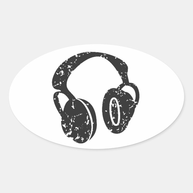 Adesivo Oval Fones de ouvido com dificuldades (Frente)