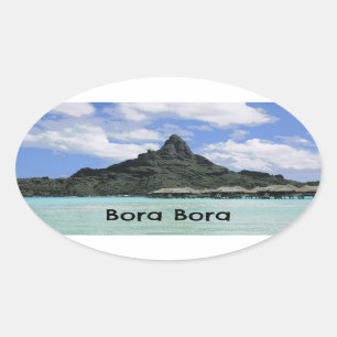 Adesivo Oval Formação ideal do atol de Bora Bora Tahiti das