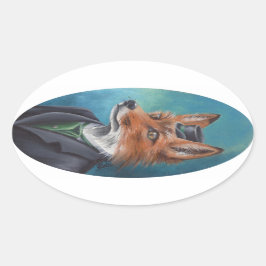 Adesivo Oval Fox Sticker Animal Sticker Fox Victorian Fox