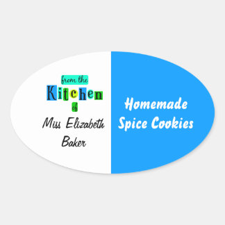 Adesivo Oval From the Kitchen of Retro Blue Green Canning