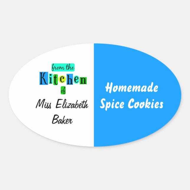 Adesivo Oval From the Kitchen of Retro Blue Green Canning (Frente)