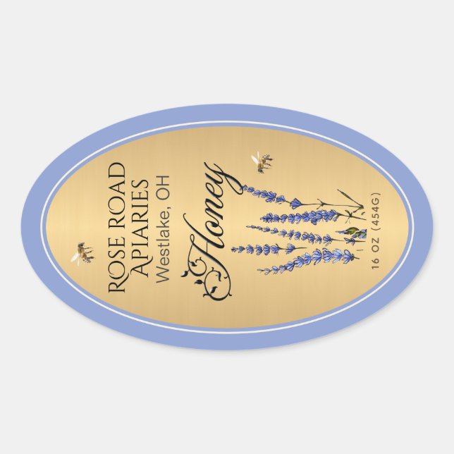 Adesivo Oval Fronteira Dourada de Mel Oval Queenline Oval com F (Frente)