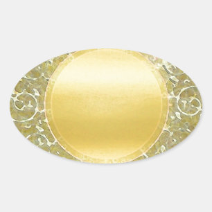 Adesivo Oval Fundo dourado de Sun