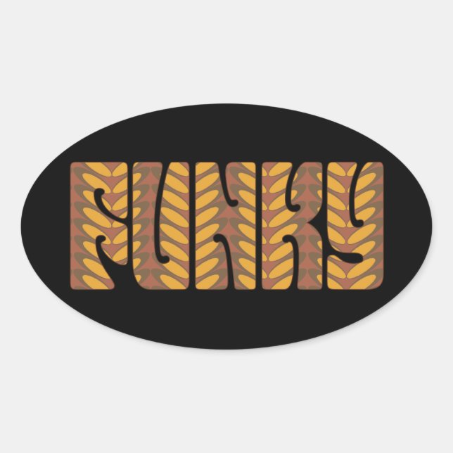 Adesivo Oval Funky (em castanho) (Frente)