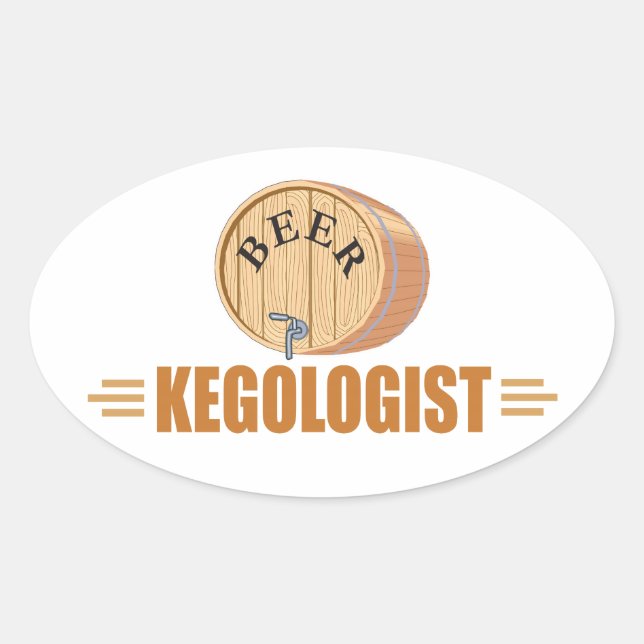 Adesivo Oval Funny Beer Keg (Frente)