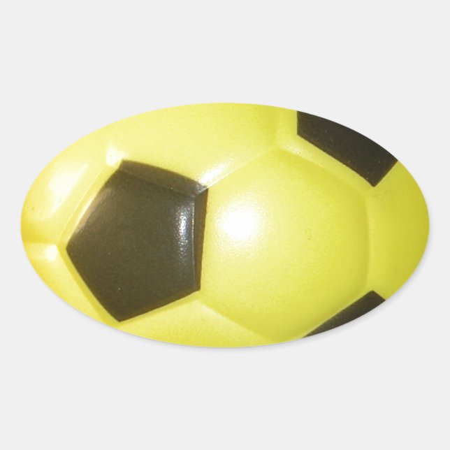Adesivo Oval Futebol amarelo e preto. (Frente)