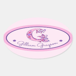 Adesivo Oval G letra monograma meninas personalizadas nome ades