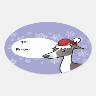 Adesivo Oval Galgo do Natal/Whippet/galgo italiano