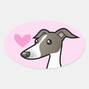 Adesivo Oval Galgo/Whippet/amor galgo italiano