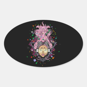 Adesivo Oval Gamer Girl