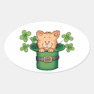 Adesivo Oval Gatinho do St. Patricks
