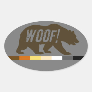 Adesivo Oval Gay Bears - Urso de Bandeira do Orgulho Woof