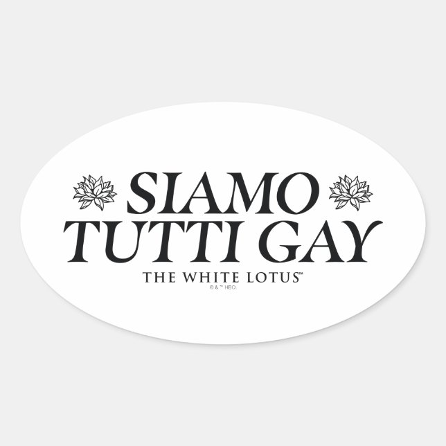 Adesivo Oval Gay Siamo Tutti - O Lotus Branco (Frente)