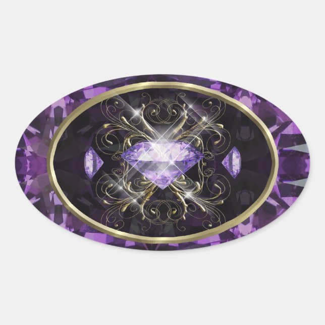 Adesivo Oval Gema Violeta, Roxa (Frente)