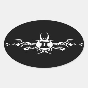 Adesivo Oval Gemini - Vinhetas Escuras Tribais