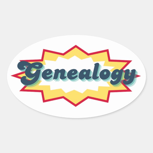 Adesivo Oval Genealogy Sticker, comic book pop design (Frente)