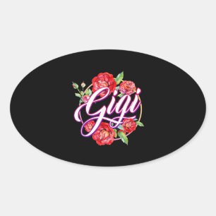 Adesivo Oval Gigi floral Mulher Gigi Vovó Mors Day