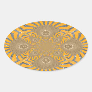 Adesivo Oval Gilded Zephyr: Elegância em amarelo Ouro e cromo