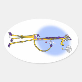 Adesivo Oval GIRAFFE & HONEYBEE TEA por Jeff Willis