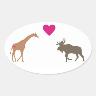 Adesivo Oval Giraffe Moose Love Oval Sticker pequeno