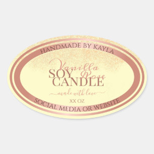 Adesivo Oval Glamor Cream Product Packaging Labs Rosa Dourado